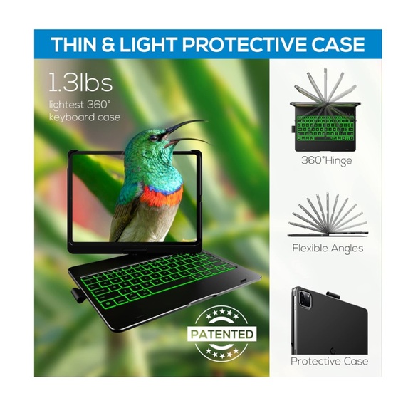 typecase iPad Flexbook Wireless Backlit Keyboard Case(10.9”, 2022), 360°NIB - Picture 8 of 17